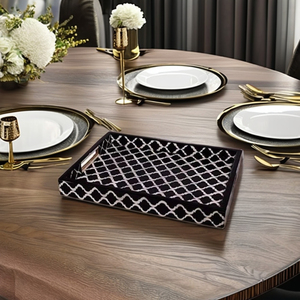 Bandeja de servicio hecha a mano Hotel de lujo y restaurante con incrustaciones de hueso con diseño de estrella perla - Product Image 1