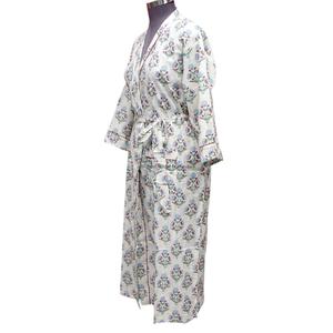 Kimono de Verano con Estampado Floral, 100% Algodón, Cierre con Cinturón, Secado Rápido, Transpirable, Suave, Lavable a Máquina, Cuello en V, Largo Completo, para Mujer - Product Image 2