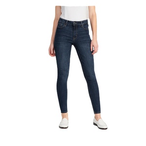 ผ้ายืดเอวกลางมีสไตล์สำหรับผู้หญิงกางเกงยีนส์สกินนี่เข้ารูปใส่สบายแนวสตรีทแฟชั่นสีฟ้าคลาสสิกสำหรับสวมใส่ในชีวิตประจำวัน - Product Image 1