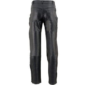 Pantalon de moto en cuir noir personnalisable pour homme Samroz Sports avec poches de style jean - Product Image 4