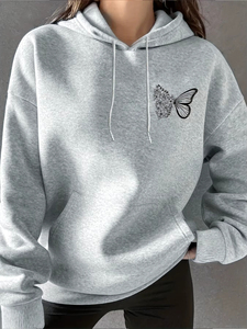 Sudaderas con Capucha para Mujer, Nueva Calidad, Diseño Creativo con Mariposas y Letras, Tendencia de Moda, Sudadera Casual HipHop - Product Image 4
