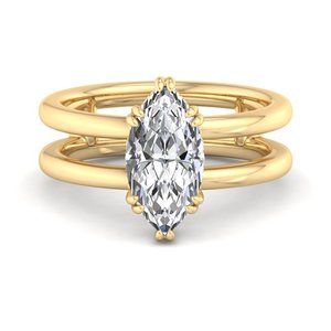 Bague en argent sterling 925 avec double bande de moissanite taille marquise et sertissage à 6 griffes, cadeau romantique pour demande en mariage - Product Image 1