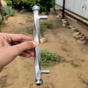 Raw Iron Twisted Cabinet Handle <b>Rustic</b> Kitchen & <b>Wardrobe</b> Pull Hand-forged iron door pull - Product Image 3