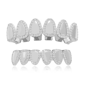 Vintel VE202 Grillz de Dientes Unisex de Plata 925 Chapado en Oro con Microincrustaciones de 6 Dientes, Estilo Hip Hop, Joyería Corporal para Fiesta de Halloween - Product Image 2