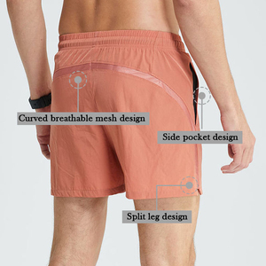 Pantalones Cortos Deportivos para Hombre 2026, Color Coral Sólido, Secado Rápido, Transpirables, Ecológicos, Cintura Elástica, Bolsillos Delanteros, Tejido Casual de Poliéster - Product Image 2
