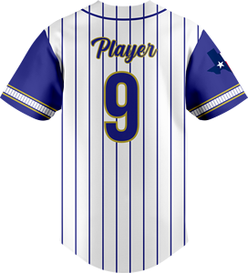 White <b>Star</b> Hype Baseball Jersey Men's Short Sleeve Striped Sublimated Print Breathable Polyester Adult Regular Fit Front - Product Image 2
