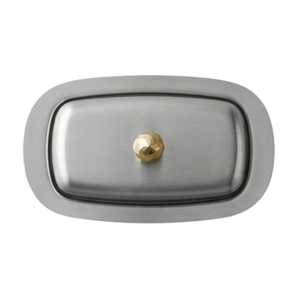Plat à beurre rectangulaire en acier inoxydable avec couvercle, design moderne, vaisselle de cuisine, plateau à beurre en métal de qualité alimentaire - Product Image 2