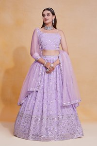 Increíble Lehenga de Georgette Color Lavanda Claro con Bordado Zari - Product Image 2