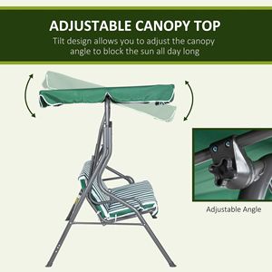 3-Person Porch <b>Swing</b> Chair with Green Canopy Garden <b>Swing</b> Seat for Adults Steel <b>Frame</b> Cushions Armrests Outdoor Patio Furniture - Product Image 5