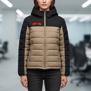 Premium Quality Casual Hip Hop Style Dyed Cotton Puffer Jacket Rivet Embroidery Logo Breathable Padded Warm <b>Ladies</b> Bubble Hooded - Product Image 4
