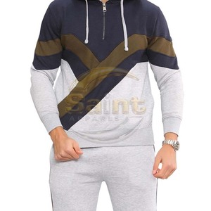 SAINT APPARELS Conjunto de Sudadera con Capucha y Pantalones de Chándal para Hombre, con Bloques de Color, Media Cremallera, Tejido de Rizo Transpirable, Estilo Vintage Casual - Product Image 2