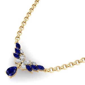 REYES Colgantes de Zafiro Azul de Alta Calidad con Corte de Pera de 2.75 Quilates en Plata de Ley 925 con Collares de Moissanita para Mujer - Product Image 2