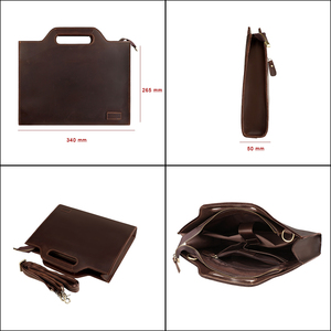 Maletín de cuero con compartimento para zapatos, bolsa de viaje con cierre de cremallera, maletín para portátil negro, maletín de negocios con múltiples bolsillos. - Product Image 2