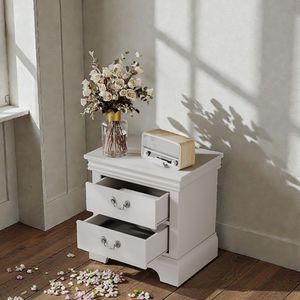 Comodino Classico in Legno 56x41x58 cm Bianco - Arredamento Elegante e di Stile - Product Image 6