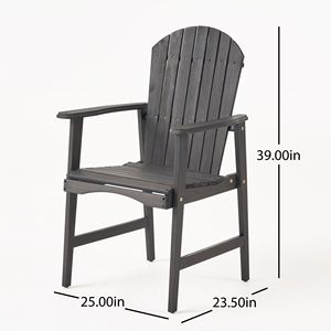Set di 2 sedie da pranzo Adirondack per esterni, resistenti alle intemperie, con finitura grigio scuro, realizzate in legno di acacia - Product Image 5