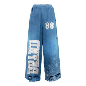 Acid Washed Flared Tracksuit Unisex Screen Printing Distressed 400GSM Sweat Suit Custom Logo Hoodie and Flare Pants Set OEM - Product Image 5