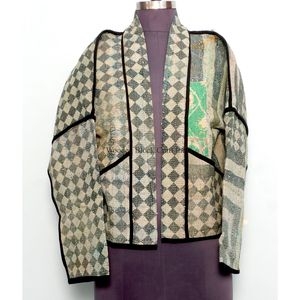 Veste Kantha en coton 100% de créateur, tricotée, multicolore, style ethnique, broderie artisanale, vintage, unique en son genre, vente en gros - Product Image 6