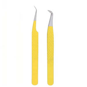 Pince à cils jaune pour extensions de cils, logo personnalisé, pointes brillantes en plasma avec revêtement en poudre et aimant - Product Image 6