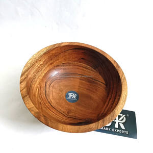 Bol de service en bois de conception moderne artisanale, bois naturel, cuisine, salle à manger, salade, fruits, collations, écologique, décoration de mariage, décoration de la maison - Product Image 5