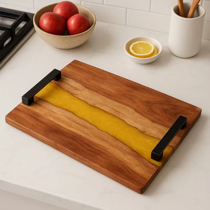 Bandeja de madera para servir, de calidad premium, acabado liso, ideal para servir desayuno, aperitivos, bebidas, decoración elegante para el hogar. - Product Image 1