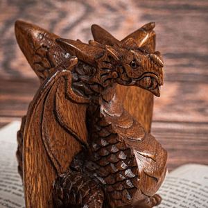Statue de dragon en bois sculptée à la main, sculpture de dragon en bois massif pour le Feng Shui, décoration de dragon sculpté à la main de qualité supérieure - Product Image 3