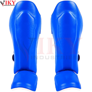 Protège-tibias et protège-pieds bleus pour MMA, Muay Thai, Kickboxing, Boxe, Arts Martiaux, avec ajustement confortable et construction durable - Product Image 2