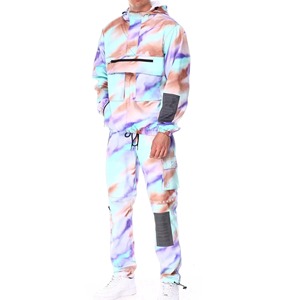 Ensemble de survêtement coupe-vent deux pièces avec fermeture éclair intégrale, vêtements de sport, fabrication OEM, logo personnalisé, tissu doux et confortable pour la salle de sport - Product Image 1