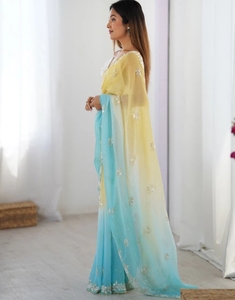 Elegante Saree de Chifón Estilo Bollywood con Adornos - Product Image 5