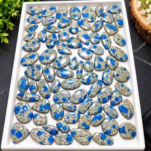 Cabochons polis en jaspe K2 naturel, pierres précieuses bleues, formes variées, pierres en vrac - Product Image 6