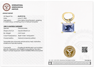 Pendentif minimaliste en or massif 10 carats certifié IGI avec pierre précieuse Tanzanite sertie en clos, bijoux pour femmes, collier, bracelet - Product Image 6