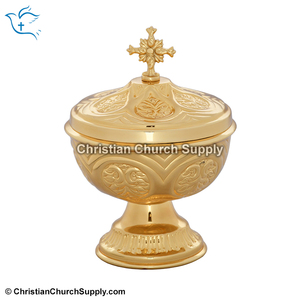 Ciborium ทองเหลืองพร้อมฝาปิดไขว้ | ชุบทอง ciborium-Export Corporation - Product Image 2
