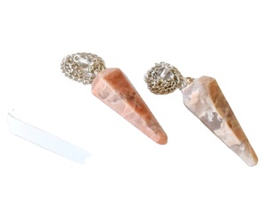 Cristales de ojo de tigre de piedra lunar de melocotón Natural, Péndulo de radiestesia facetado, propiedades curativas, mascota de recuerdo, tema artesanal de cristal antiguo - Product Image 1