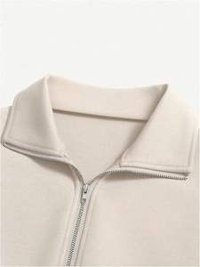 Women's Half Zip Collar Crop Adjustable Drawstring <b>Hem</b> Oversized Long Sleeve Pullover Cropped <b>Top</b> Sweatshirt - Product Image 5
