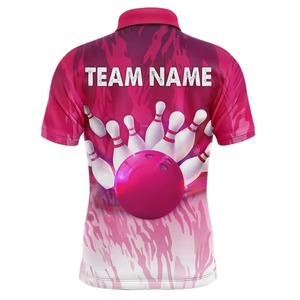 100% Polyester Custom Colors Men's Sporty <b>Bowling</b> for Polo Shirt New Colorful Lightning Design - Product Image 5