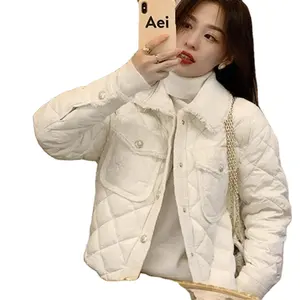 Short Thick Padding Woman Coat Jackets for Women Duck Down Cropped White Quilted Padded Cheap Clothes Korean Popular Winter 2024