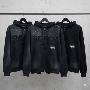 Best Selling High Quality Customized Distressed Embroidery Rhinestones Wholesale Heavyweight French Terry Zipper Hoodies - Product Image 1