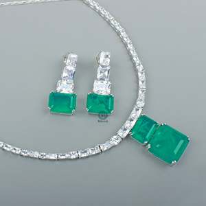 Krisha American Diamond Gold Plated Bridal Necklace & Earring Set - Product Image 3