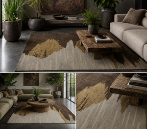 Modern Abstract <b>Hand</b> Tufted High Pile 100% Wool Rug Ocean Inspired Design Washable Non-Slip Extra Thick for Prayer Home Camping - Product Image 3