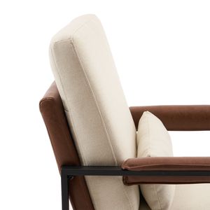 Fauteuil d'appoint en fer avec accoudoirs en cuir beige marron nid d'abeille, chaise de loisirs d'intérieur - Product Image 5