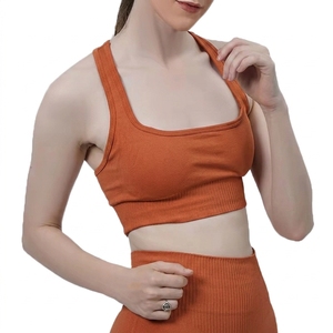 Sujetador deportivo de yoga con espalda cruzada y cuello en U de alta sujeción para mujer, talla grande, transpirable, sin costuras, de secado rápido - Product Image 6