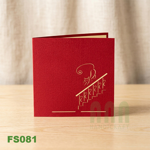 Cartes de vœux 3D personnalisées en papier, motif 'Ange, Croix, Amour, Chats, Escaliers, Amitié', faites à la main au Vietnam, en papier de haute qualité, Art populaire ANN - Product Image 1