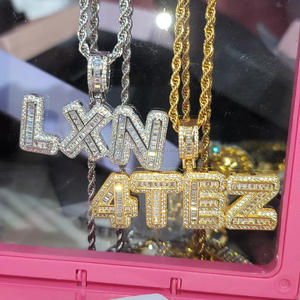 Collar con colgante 4TEZ de moda con piedras de diamante cultivadas en laboratorio VVS Iced Out 925 joyería de plata para moda Hip Hop - Product Image 1