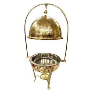 ถาดอุ่นอาหารทองแดงตอกลายพร้อมขาตั้ง สำหรับบุฟเฟ่ต์ งานจัดเลี้ยง พร้อมฝาปิด เหมาะสำหรับโรงแรม ร้านอาหาร - Product Image 4