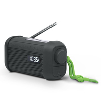 ODM Stilvolles tragbares FM PLL-Notradio-LCD-Display Langlebiges Kunststoff-Solarpanel-Blitzlicht Drahtloser Lautsprecher Power Clock