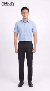 Camisa de Bambú Azul Cielo para Hombre ANIMA, Transpirable, Estilo Casual de Negocios - Product Image 1