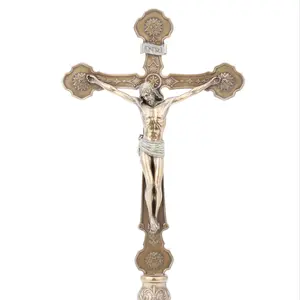 VERONESE DESIGN -STANDING CRUCIFIX - BAROQUE DESIGN FOOTED BASE - COLD CAST BRONZE - OEM AVAILABLE