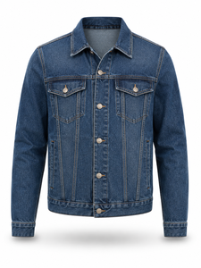 Chaqueta Vaquera Vintage para Hombre, Lavado Medio, 100% Algodón, Corte Regular, Cierre de Botones, Estilo Casual para Otoño, Resistente al Viento - Product Image 3