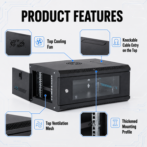 Armoire réseau murale 4U de 19 pouces, rack de serveur métallique, petit coffret informatique pour système de réseau de centre de données - Product Image 3