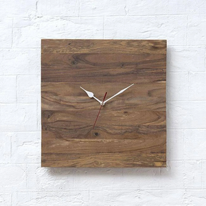 Horloge murale en bois d'acacia, horloge murale en bois naturel, décoration murale en bois - Product Image 6