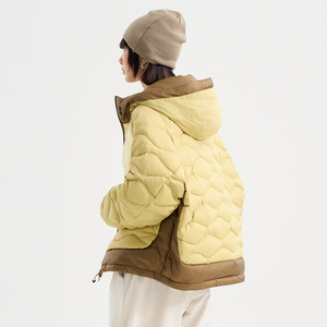 Chaqueta Acolchada con Capucha y Bloques de Color, con Cierre de Cremallera, Resistente al Viento, para Invierno, Estilo Casual Unisex - Product Image 3